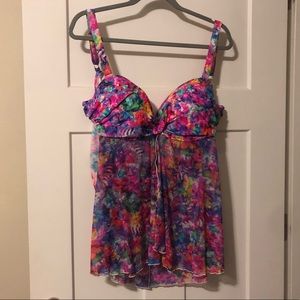 Swimsuit top, balconette, baby doll style, multi-color, Smart & Sexy, 34DDD